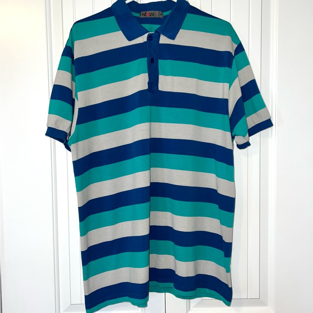 MAXWORKWEAR Polo Shirt Mens 3X Striped preppy rugby Short Sleeve MXW 3XL Grandpa - Picture 4 of 10